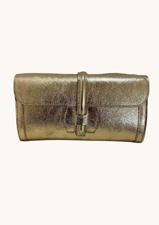 Leather Clutch, Gold