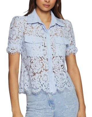 Mina Lace Shirt, Light Blue