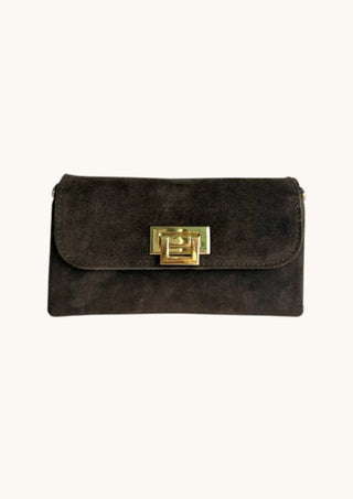 Suede Clutch, Chocolate