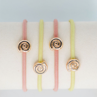 Conch Shell Hair Tie Set - Light Pink / Yellow