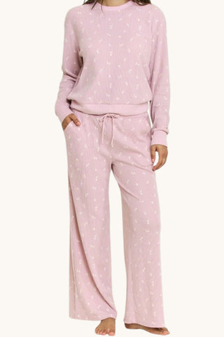 Kickback Pant Set, Lilac Buds