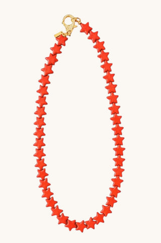 Small Star Necklace, Bright Red