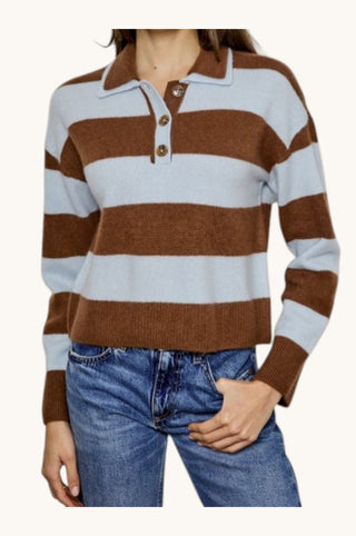 Double Collar Striped Sweater