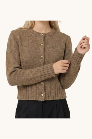 James Fuzzy Button Crew Cardi