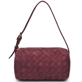 Woven Design Zipper Bag, Wine