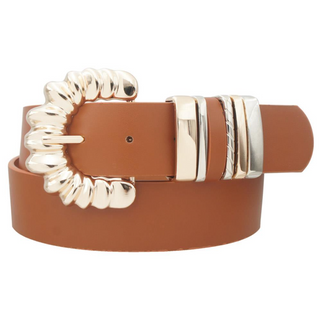 Ripped Half Moon Belt, Cognac