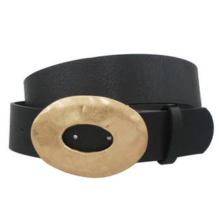 Metal Oval Buckle Belt, Black