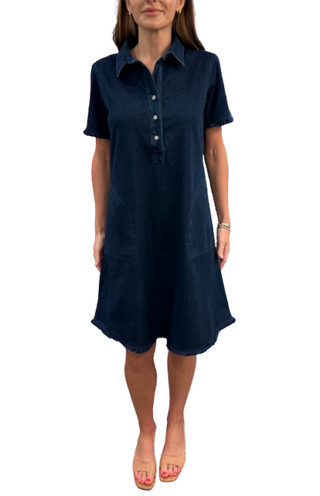 Knit Jean Mini Dress, Blue