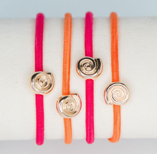 Conch Shell Hair Tie Set - Hot Pink / Orange - Hot Pink / Orange