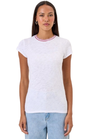 Tipped Ringer Tee, Pink/White