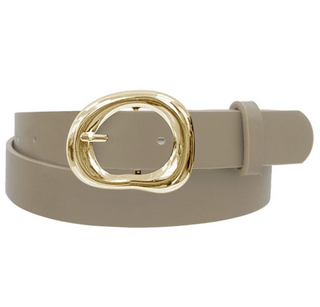 Organic Circle Buckle Belt, Olive