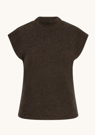 Sleeveless Mockneck, Brown