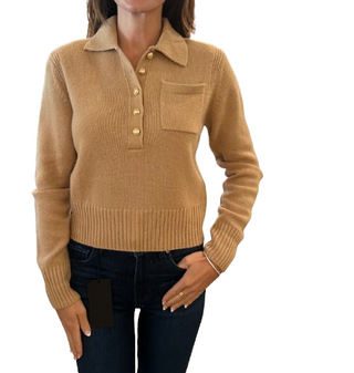 Cashmere Gold Button Polo, Camel