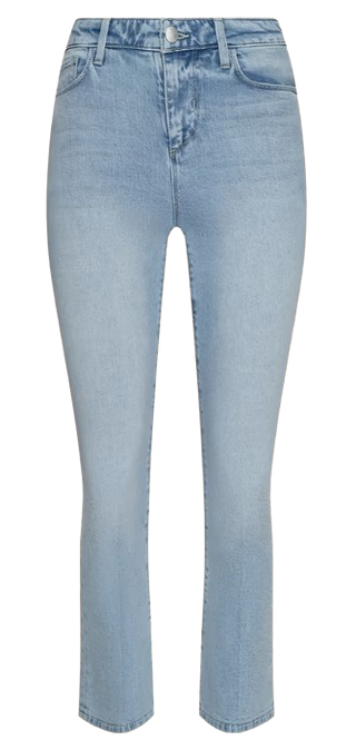 Light blue jeans on a white background