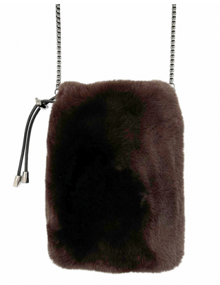Fur Phone Crossbody, Brown