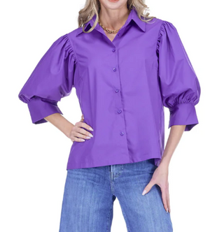 Purple Puff Sleeve Blouse