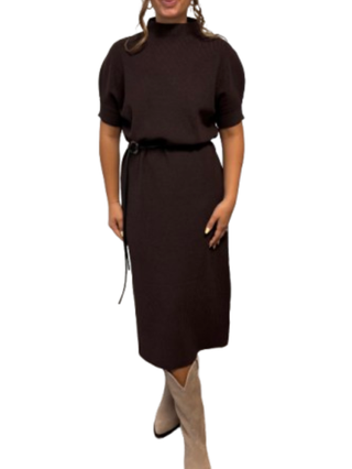 Belted Sweater Dress, Brown