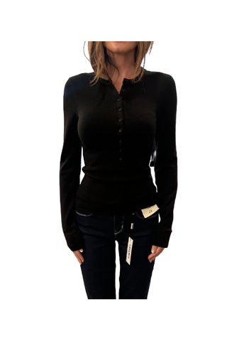 Slim Placket Tee, Black