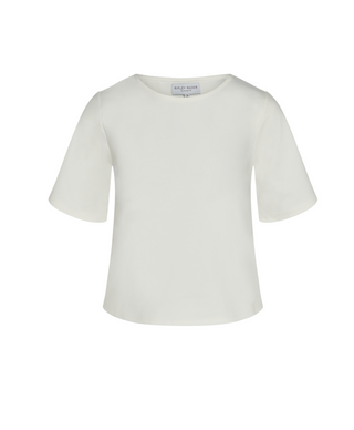 Ponte Knit Short Sleeve Top Extended , White