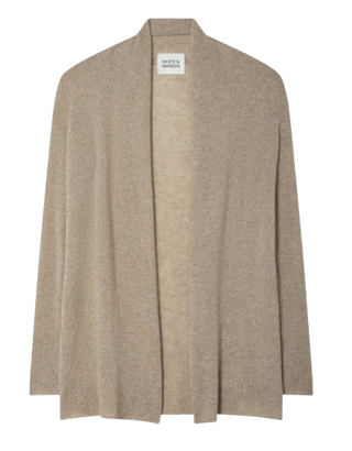 Cashmere Trapeze Cardigan, Taupe Heather