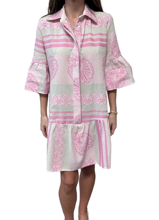 Amorgos Ruffle Mini Dress, Pink