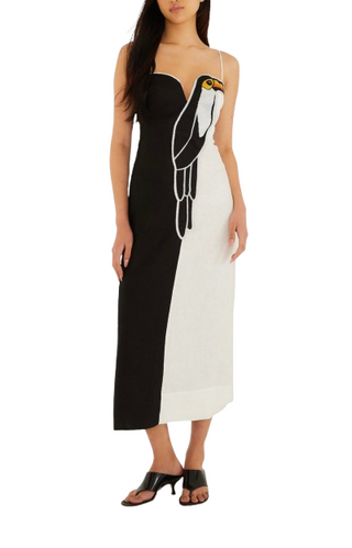 Black/White Toucan Maxi Dress
