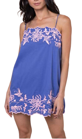 Mini Butterfly Embroirdered Dress, Denim