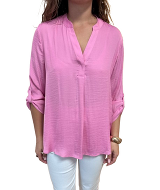 Tab Sleeve Airflow Blouse, Rosebloom