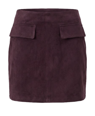 Suede Mini Skirt, Plum