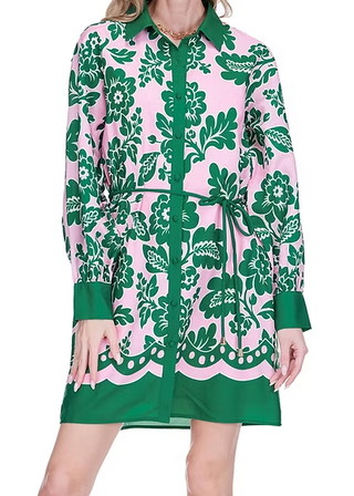 Jade Petals Shirtdress