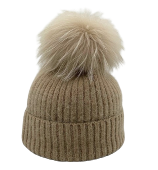 Angora/Wool Hat, Tan