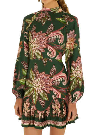 Arabesque Paradise Floral Green Mini Dress
