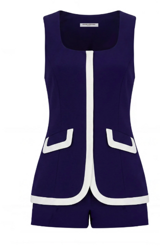 Morgan Romper, Navy/Ivory
