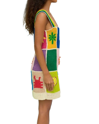 crochet patchwork mini dress English Factory