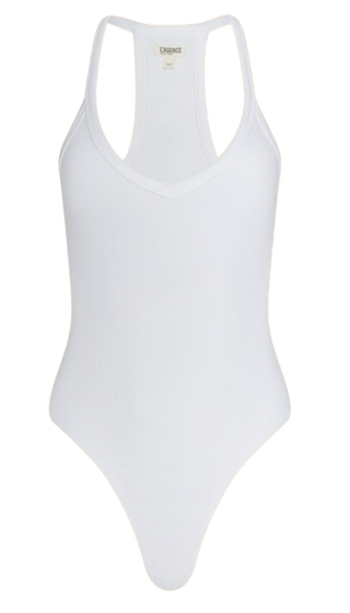 Wrenna Racerback Bodysuit, White