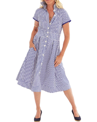 Milan Dress, Navy Stripe