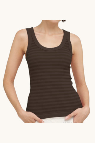 Reversible Striped Tank, Chocolate