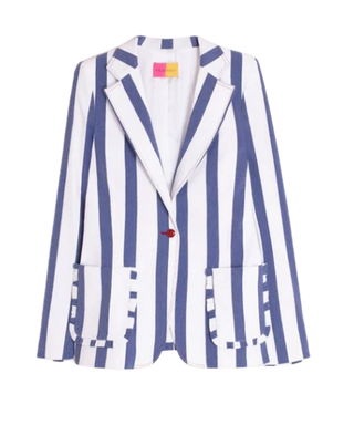 Ruffle Pocket Striped Blazer