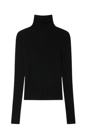Cashmere Blend Turtleneck, Black
