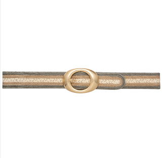 Multi Color Oval Buckle Belt, Olive