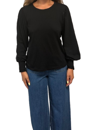 Smocked Cuff Rib Neck Tee