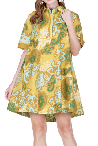 Placket Swing Dress, Saffon