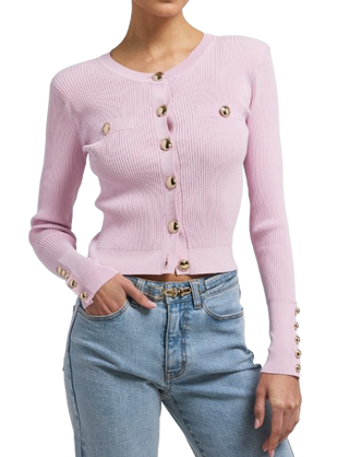 Pennie Rib Cardigan, Pink
