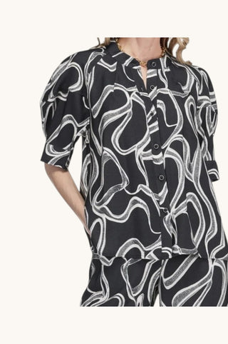 Lantern Sleeve Shirt, Black