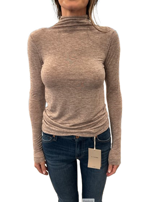 Mock Turtleneck Tee, Brown