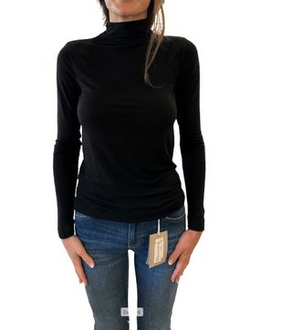 Mock Turtleneck Tee, Black