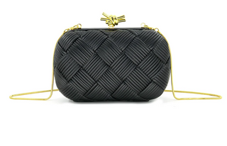 Woven Evening Clutch, Black