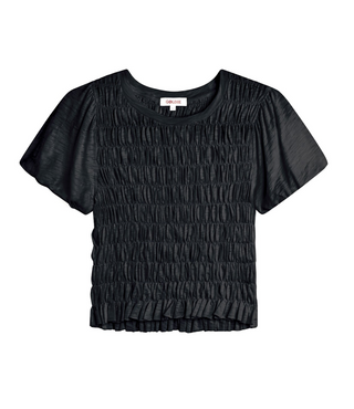 Lana Smocked Tee, Black