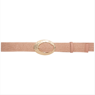 Metal Oval Shaped Buckle Belt, Pink
