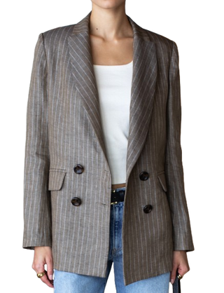 Longsleeve Lee Jacket - Chamoisee Pinstripe Linen